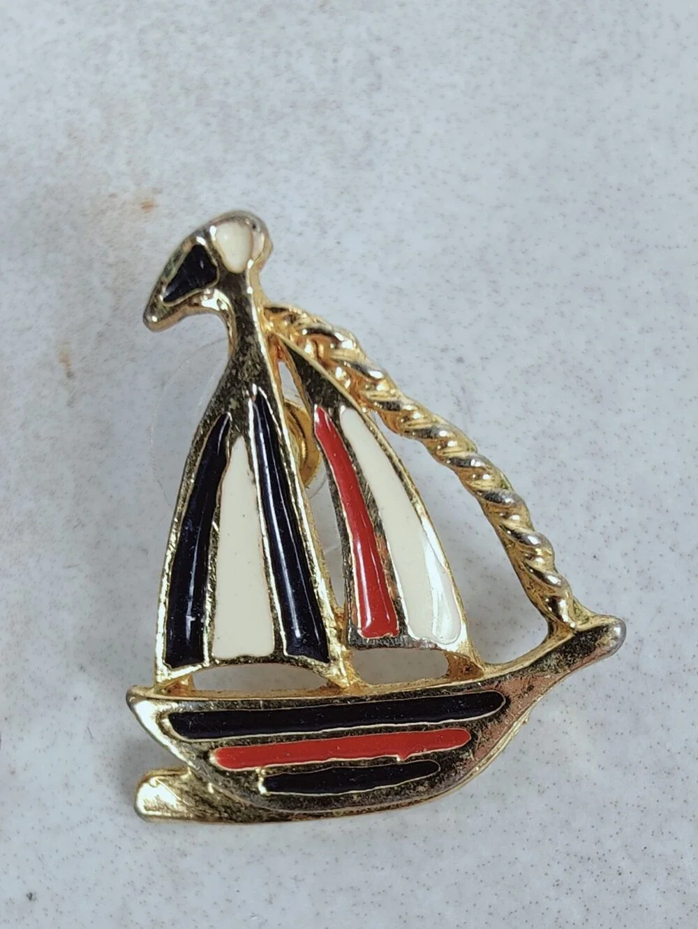 VTG Gold-Tone Enamel Sailboat Yacht 1